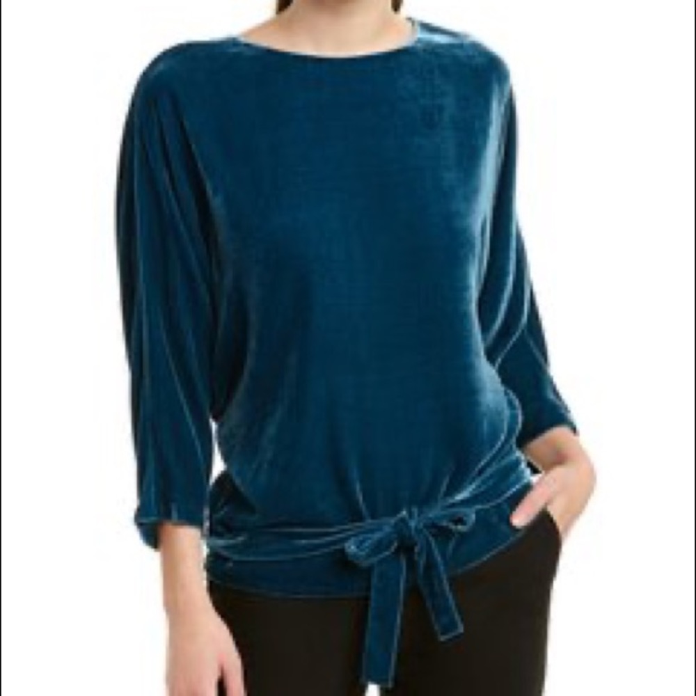 NWT Lafayette 148 New York Velvet Open Back Wrap Blouse